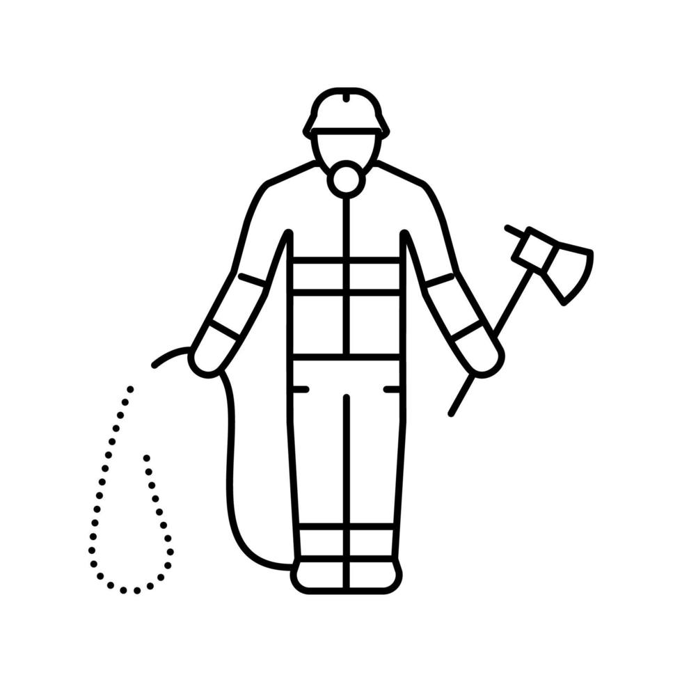 ilustração vetorial de ícone de linha de trabalhador de emergência de bombeiro vetor