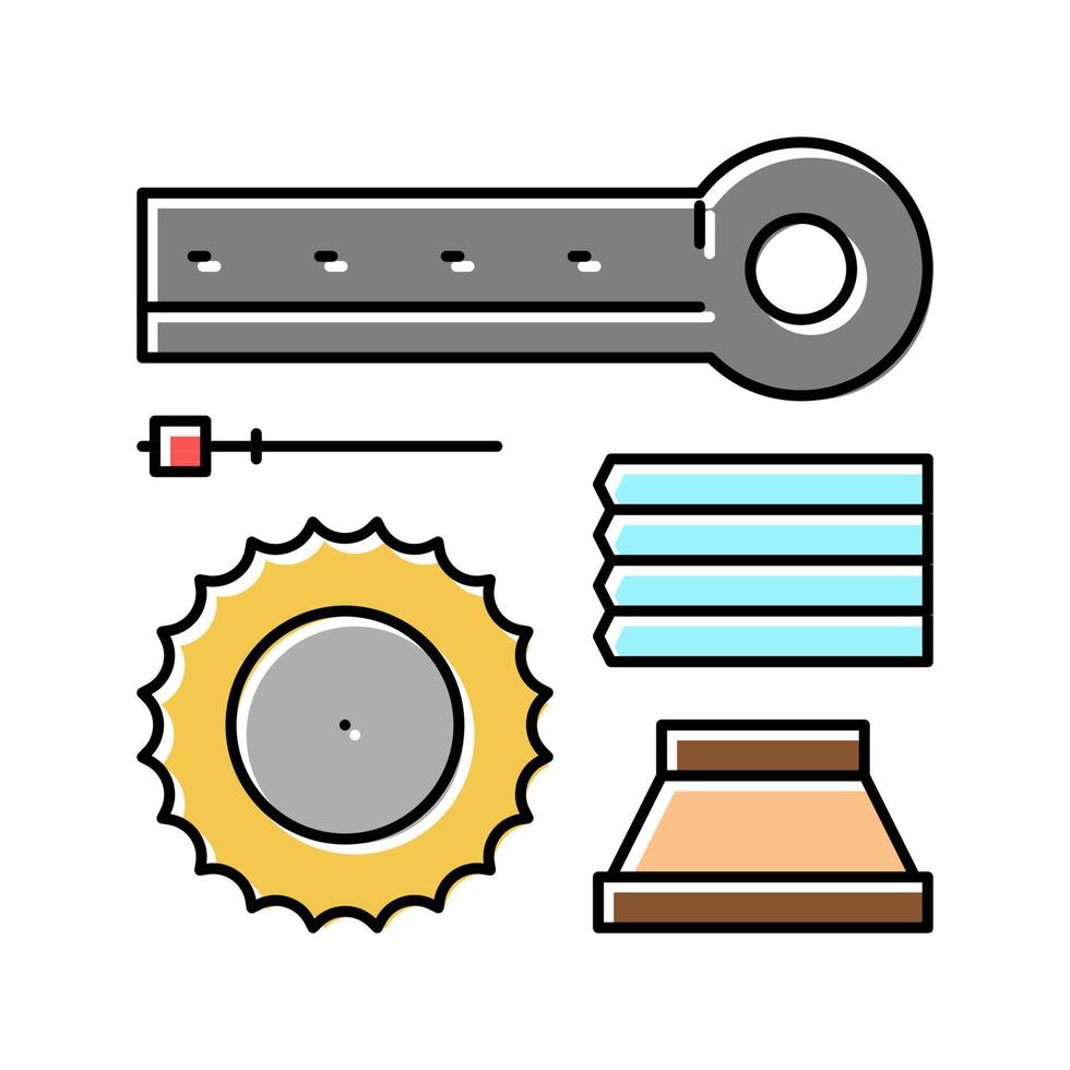 manuseio de materiais e peças sobressalentes do triturador vetor de ícone de cor doente