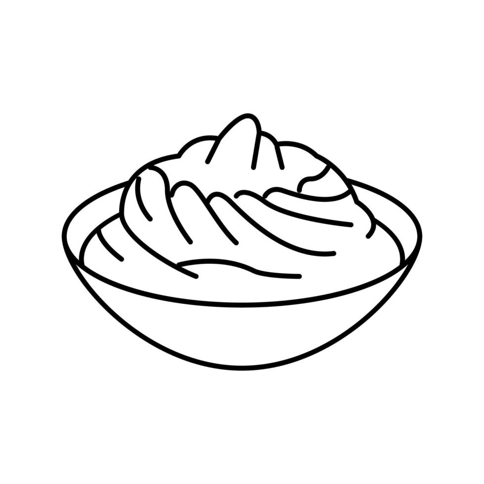 ilustração vetorial de ícone de linha de comida de molho de wasabi de tigela vetor