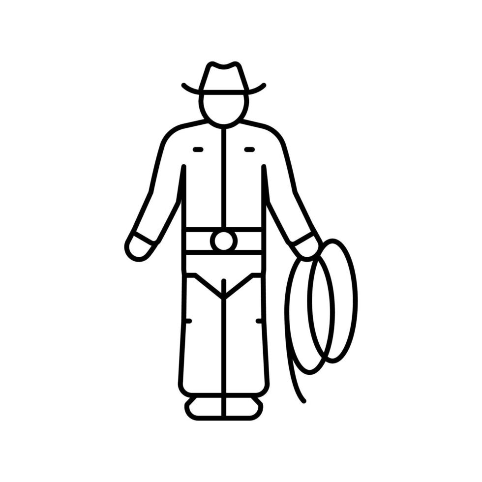 ilustração vetorial de ícone de linha de homem ocidental de cowboy vetor