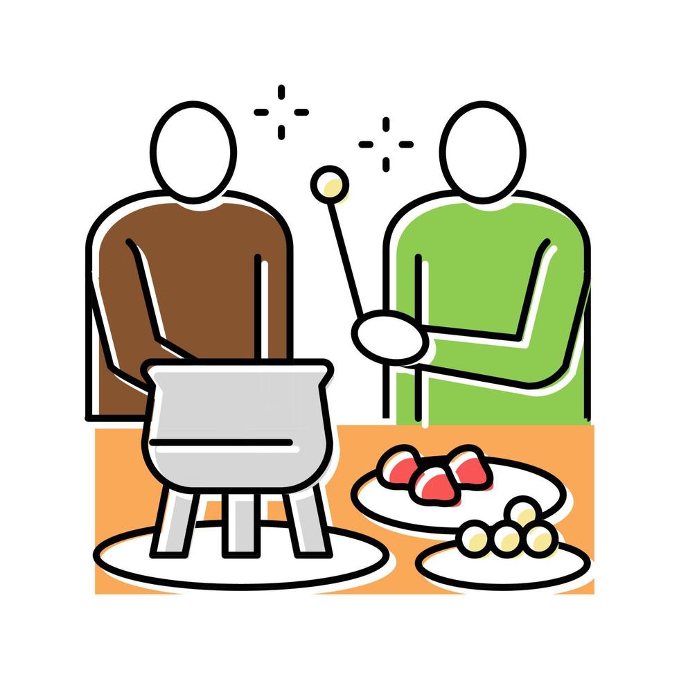 ilustração vetorial de ícone de cor de fondue de festa vetor