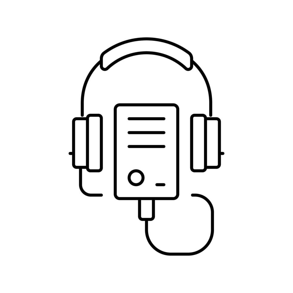 ilustração em vetor de ícone de linha de player de guia de áudio