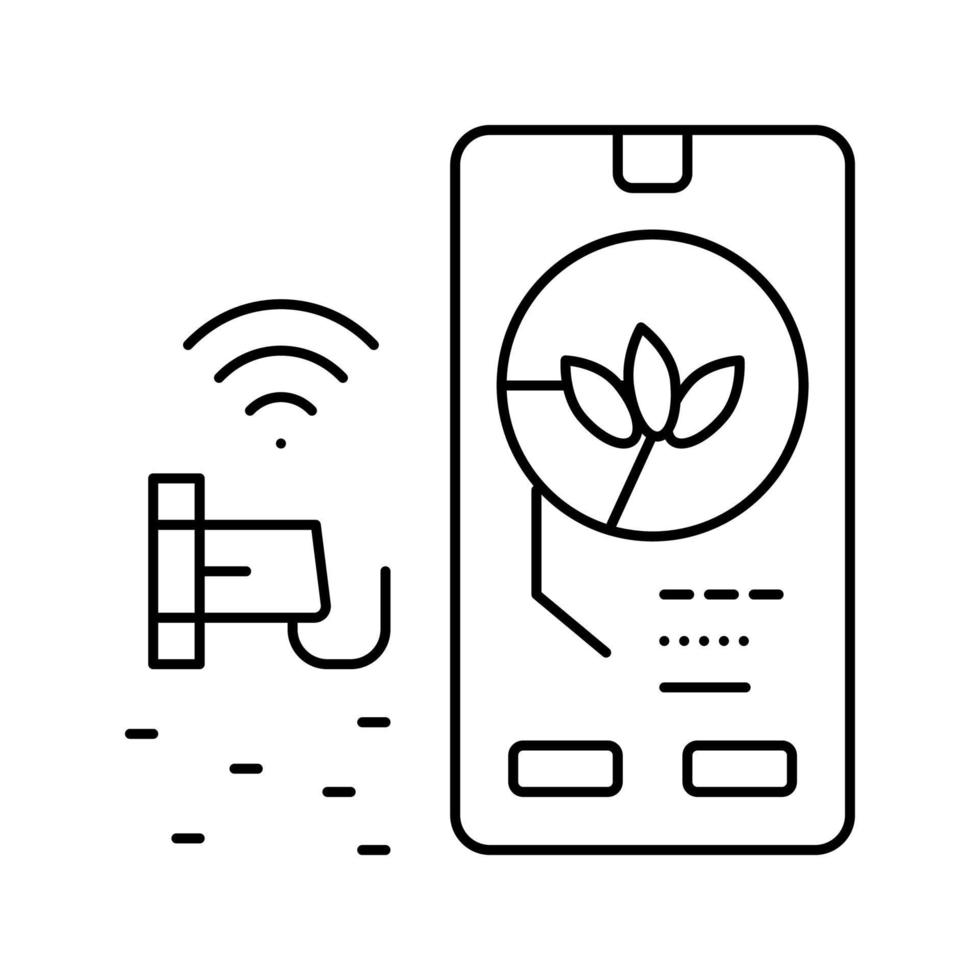 ilustração em vetor ícone de linha de sistema de irrigação inteligente