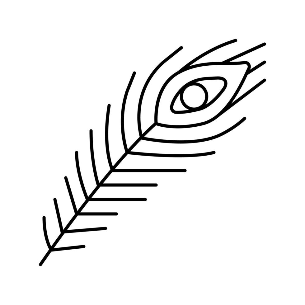 ilustração em vetor ícone de linha macia e fofa de pena de pavão