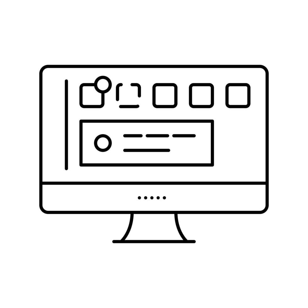 ilustração em vetor ícone de linha de tela de computador de página social