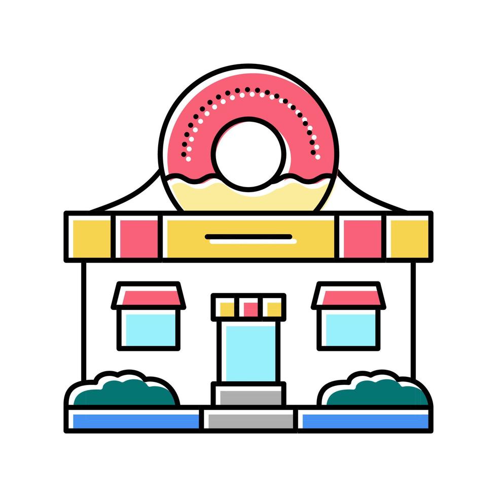 ilustração vetorial de ícone de cor de loja de donuts vetor