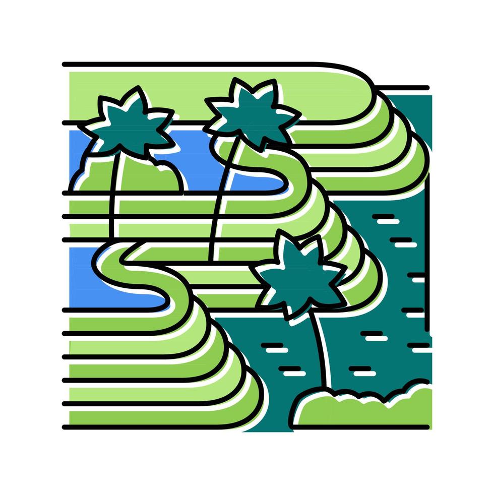 ilustração vetorial de ícone de cor de terraços de arroz tegallalang vetor
