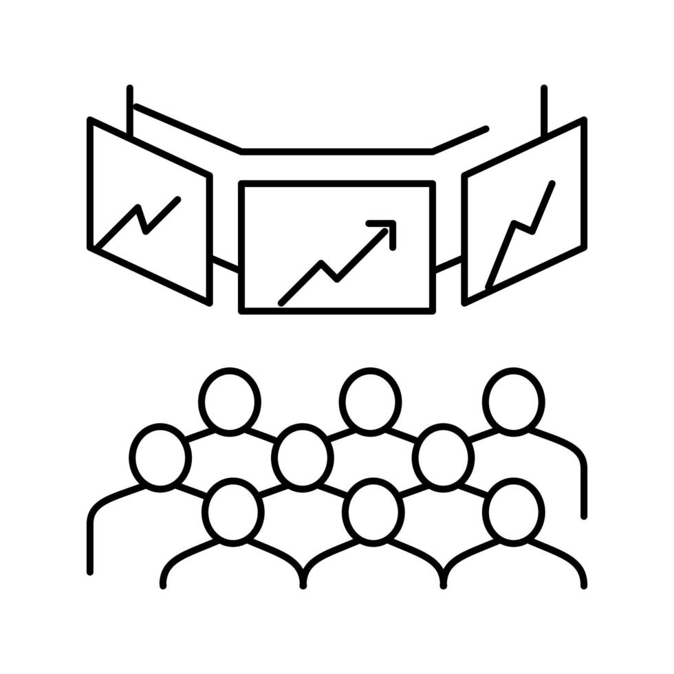 negociação na ilustração vetorial de ícone de linha de bolsa de valores vetor