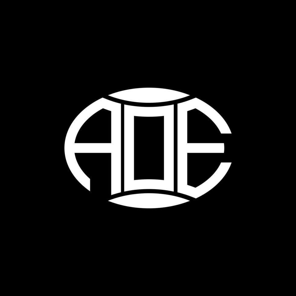 design de logotipo de círculo de monograma abstrato aoe em fundo preto. logotipo criativo exclusivo da carta inicial aoe. vetor