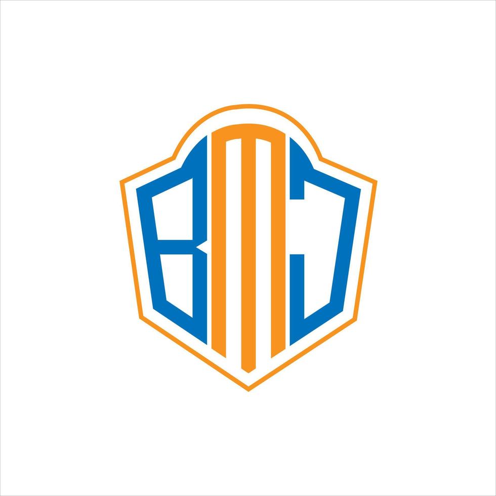 bmj design de logotipo escudo monograma abstrato em fundo branco. bmj logotipo de letra de iniciais criativas. vetor