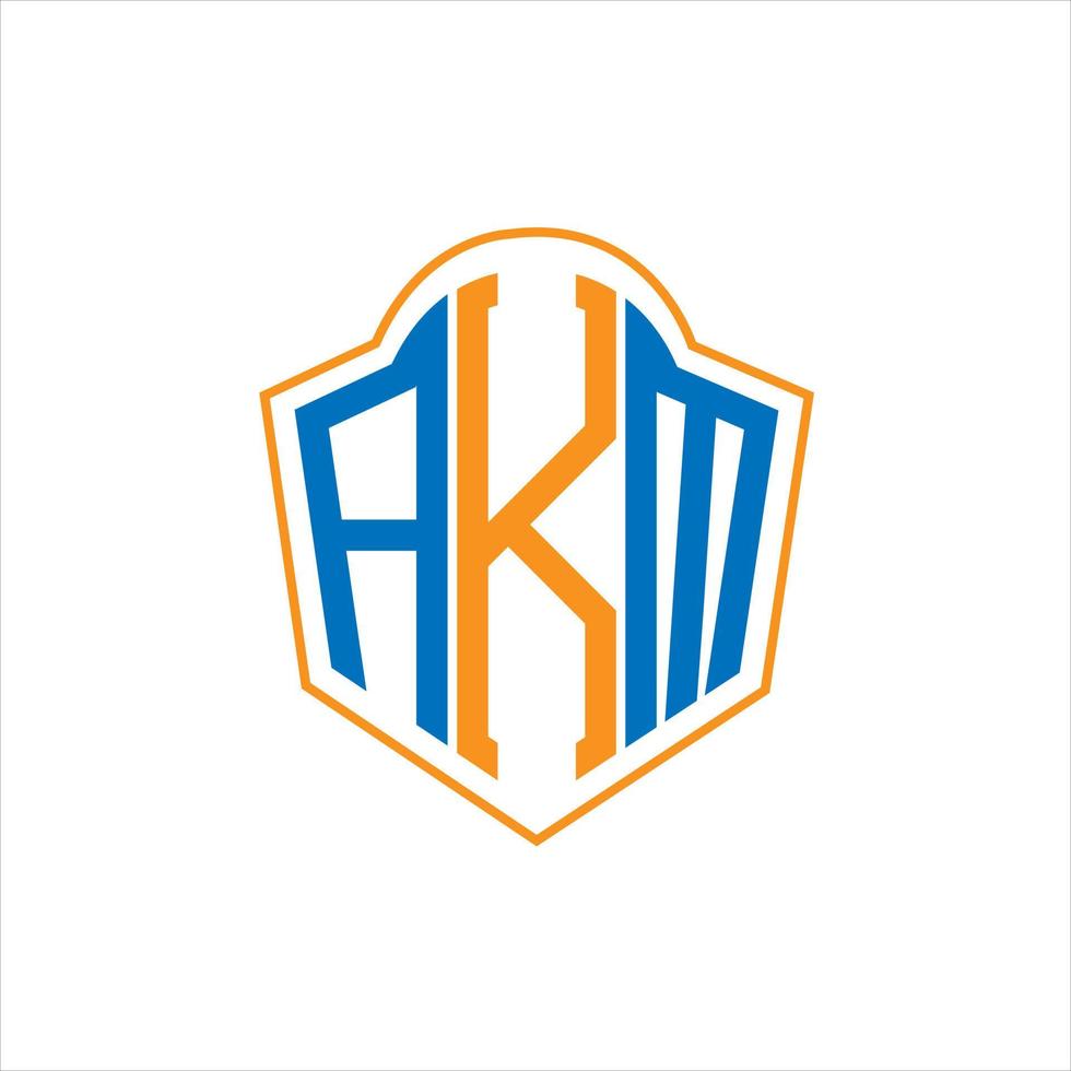 akm design de logotipo de escudo de monograma abstrato em fundo branco. logotipo da carta inicial criativa akm. vetor