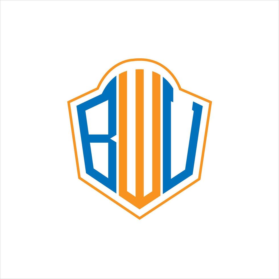 bwu design de logotipo escudo monograma abstrato sobre fundo branco. bwu logotipo de letra de iniciais criativas. vetor
