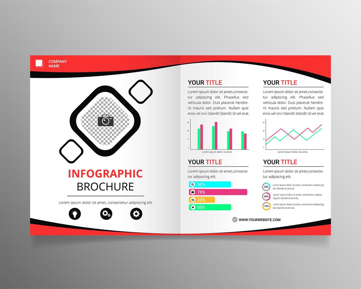 modelo de infográfico de folheto bifold com estilo simples vetor