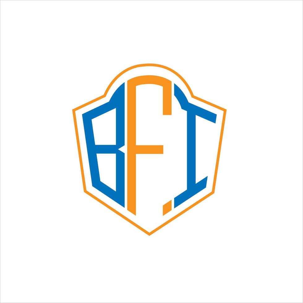 design de logotipo de escudo de monograma abstrato bfi em fundo branco. logotipo da letra das iniciais criativas bfi. vetor