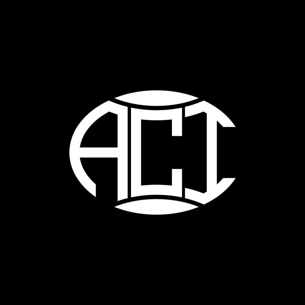 design de logotipo de círculo de monograma abstrato aci em fundo preto. logotipo criativo exclusivo da letra inicial da aci. vetor