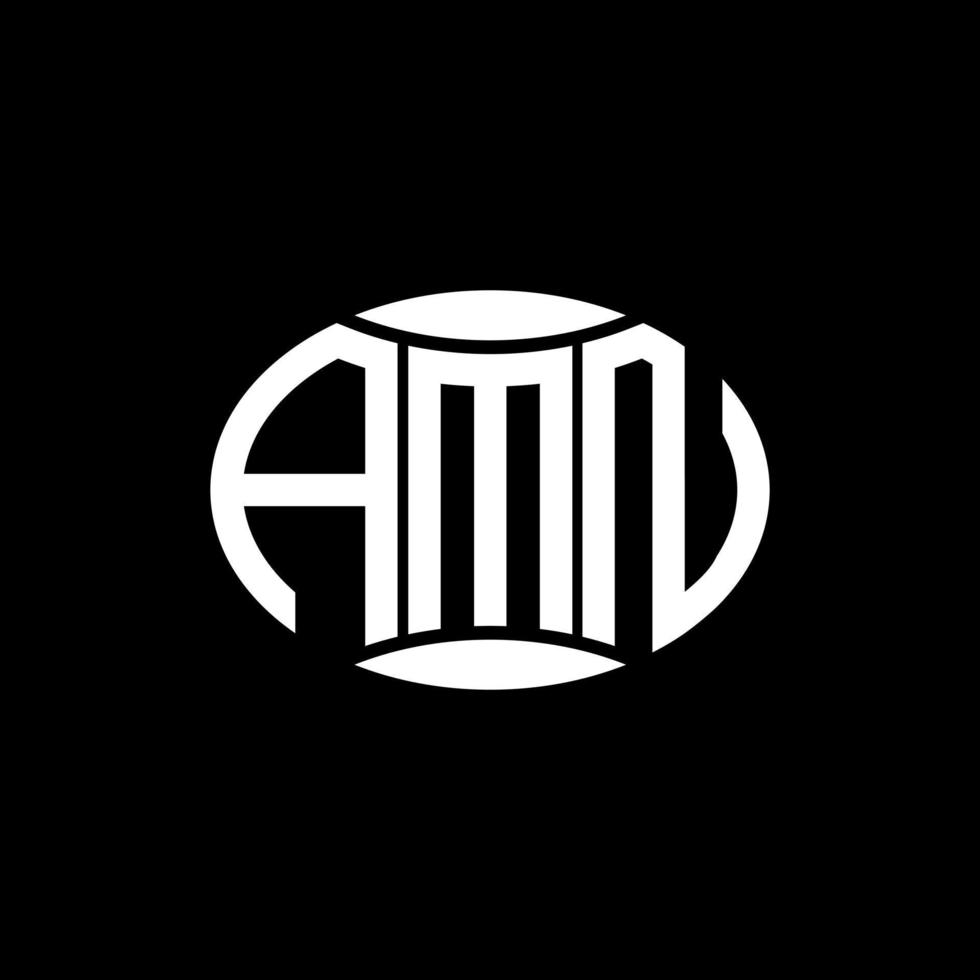 design de logotipo de círculo de monograma abstrato amn em fundo preto. amn logotipo criativo exclusivo da letra inicial. vetor