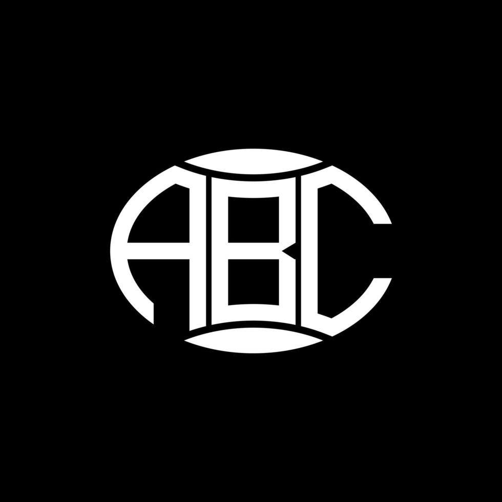 Abc design de logotipo de círculo de monograma abstrato em fundo preto. abc logotipo criativo exclusivo da letra inicial. vetor