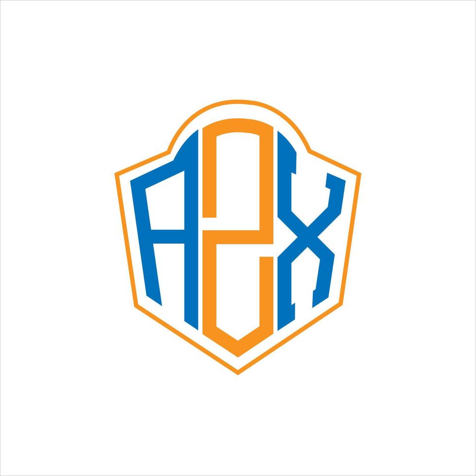 design de logotipo de escudo de monograma abstrato azx em fundo branco. logotipo da carta inicial criativa azx. vetor