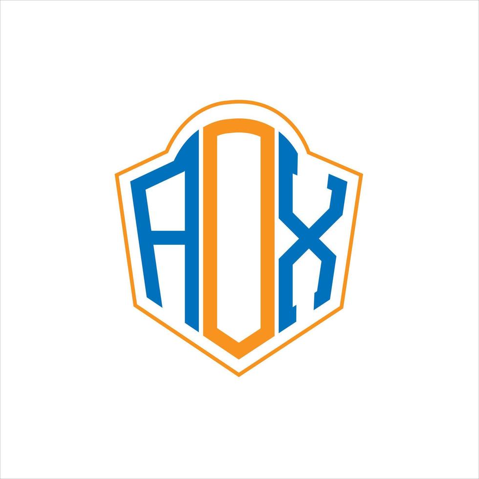 design de logotipo escudo monograma abstrato aox em fundo branco. logotipo da carta inicial criativa aox. vetor