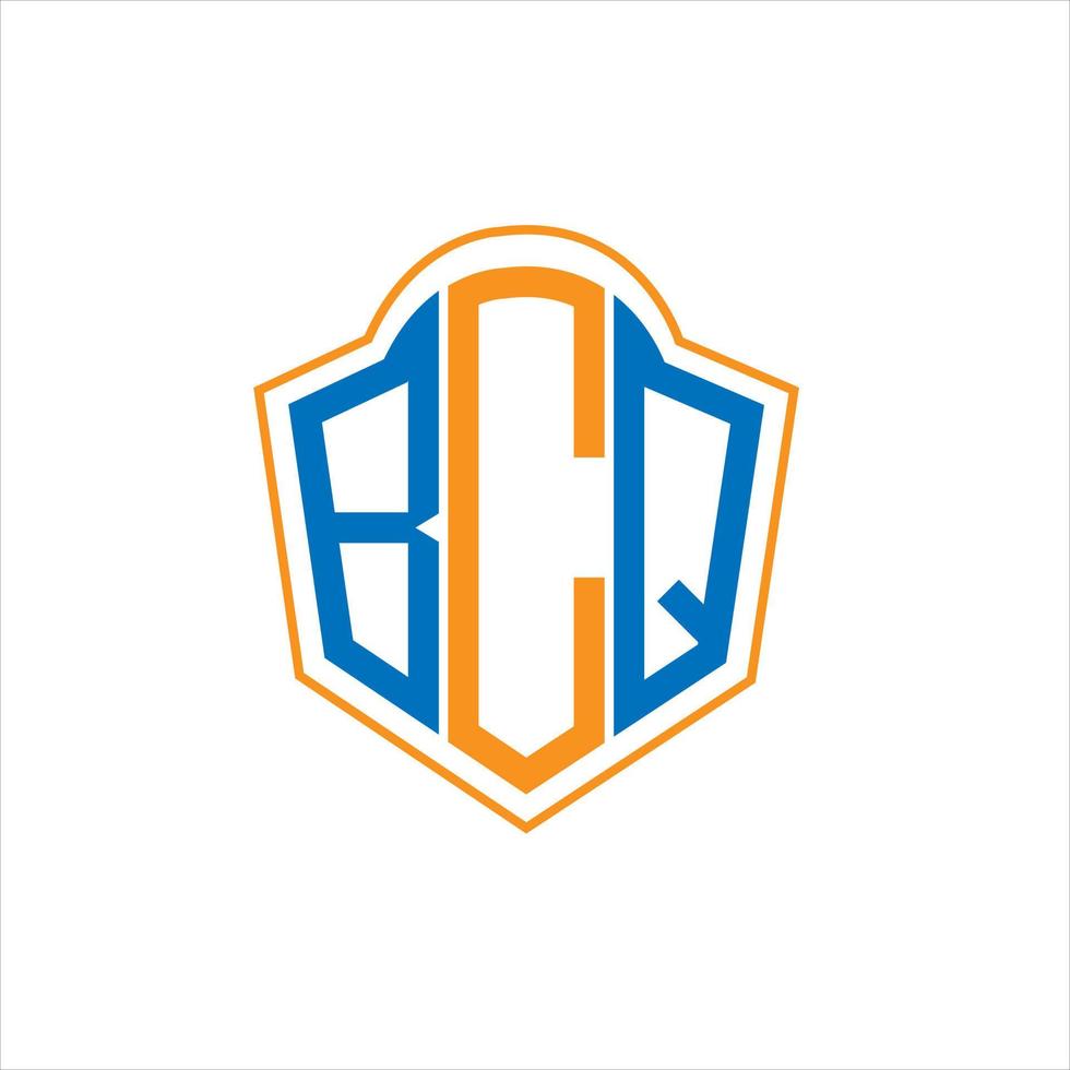 bcq design de logotipo escudo monograma abstrato sobre fundo branco. logotipo da letra das iniciais criativas bcq. vetor
