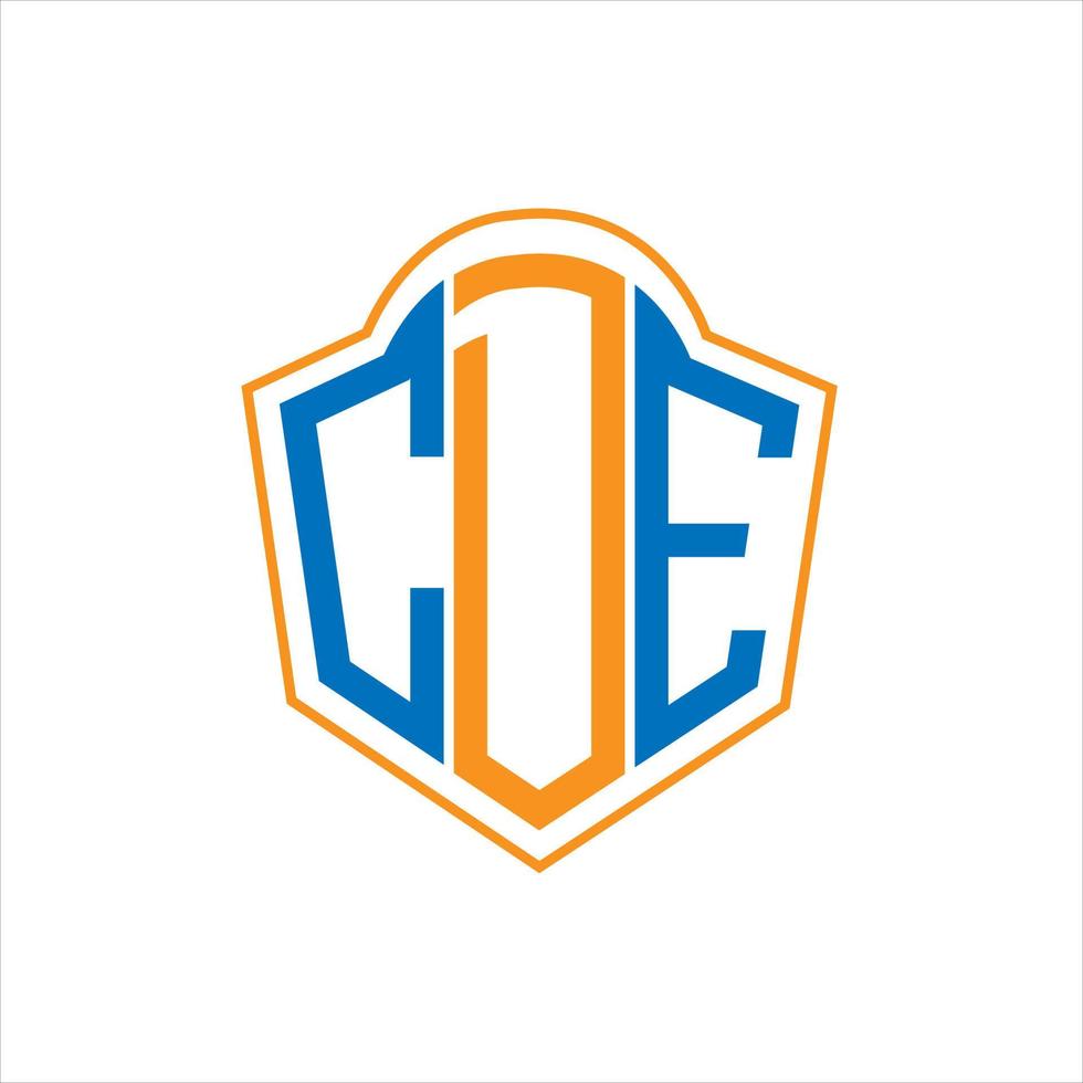 design de logotipo escudo monograma abstrato cde em fundo branco. logotipo da carta inicial criativa cde. vetor