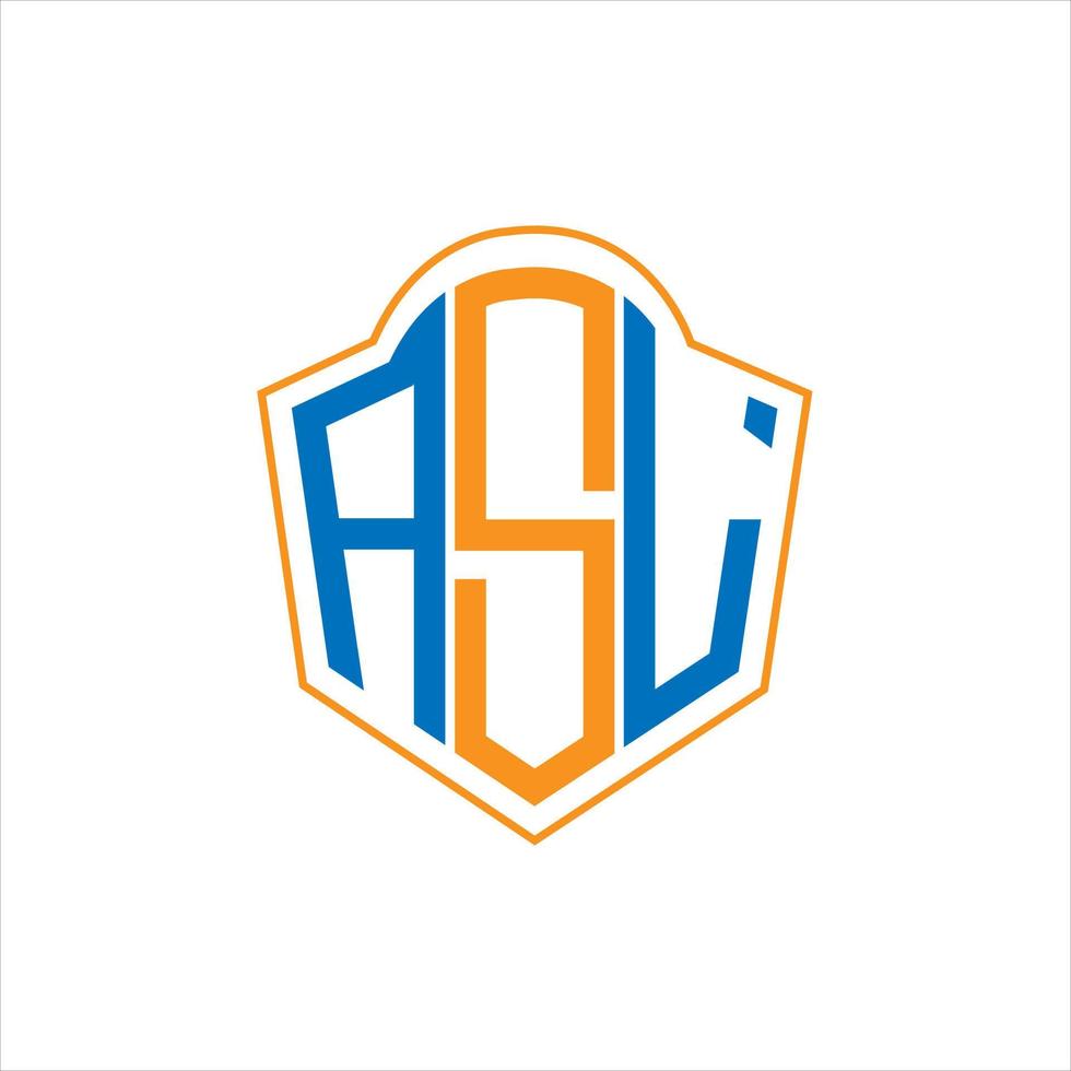 design de logotipo de escudo de monograma abstrato asl em fundo branco. logotipo da carta inicial criativa asl. vetor