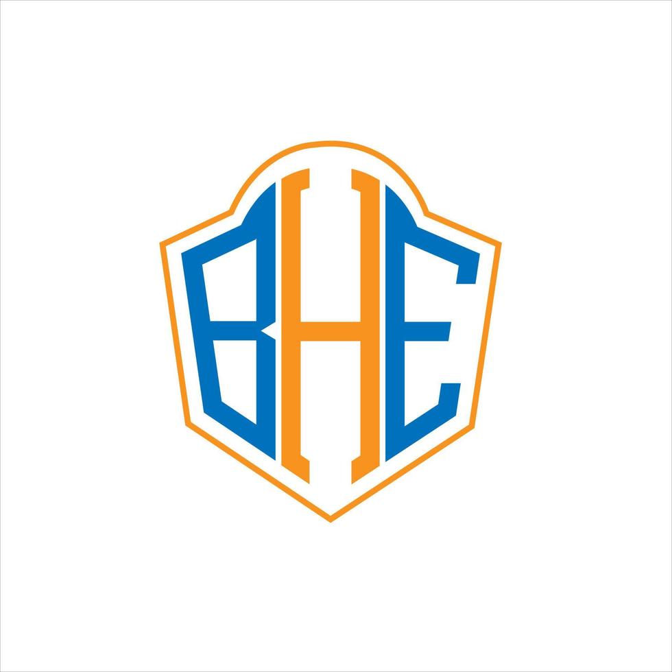 bhe design de logotipo escudo monograma abstrato sobre fundo branco. bhe logotipo criativo da letra inicial. vetor