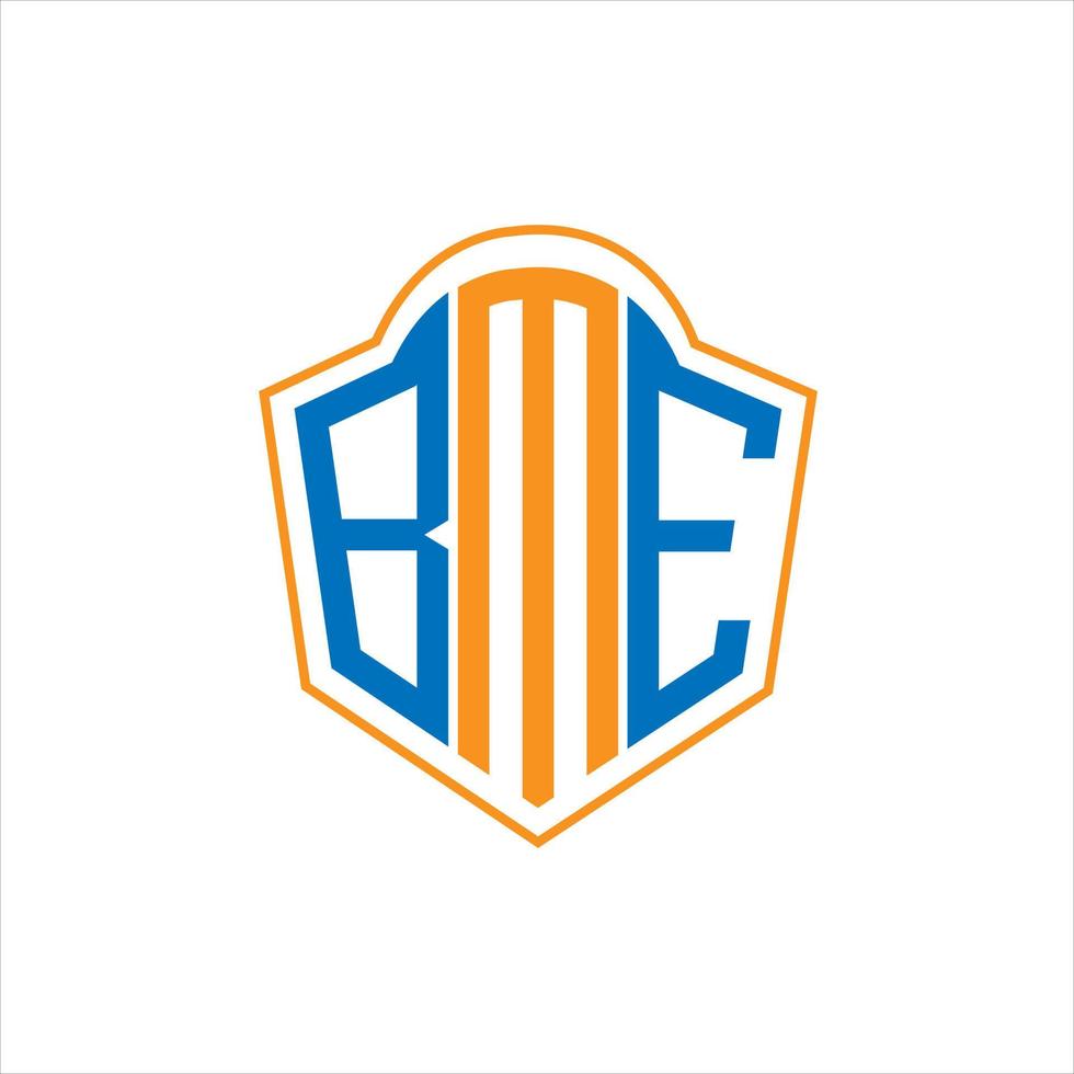design de logotipo de escudo de monograma abstrato bme em fundo branco. logotipo da letra das iniciais criativas bme. vetor