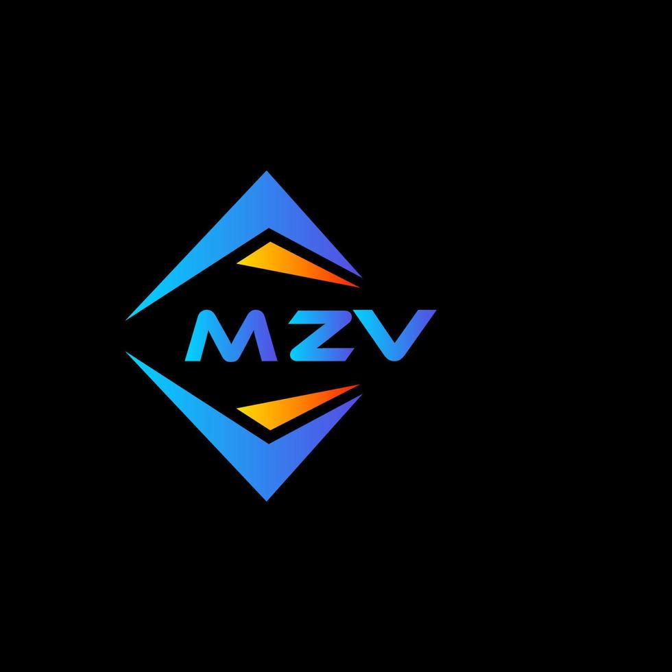 design de logotipo de tecnologia abstrata mzv em fundo preto. conceito de logotipo de letra de iniciais criativas mzv. vetor