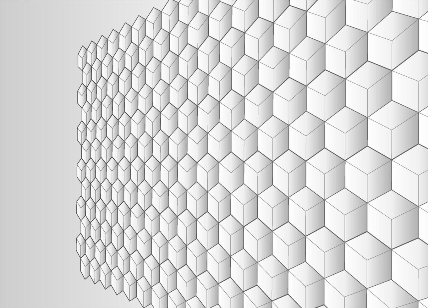 fundo de contorno de hexágono de perspectiva de recuo branco abstrato vetor