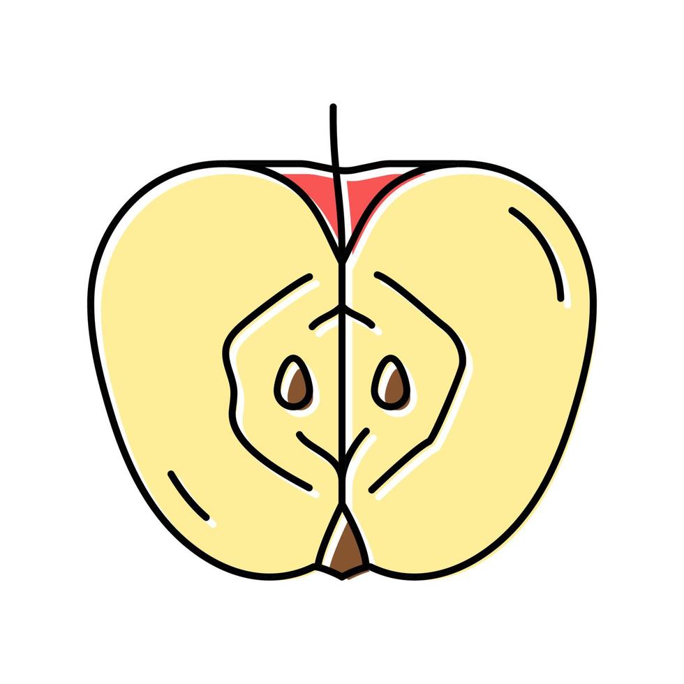 ilustração em vetor ícone de cor de fruta de maçã vermelha cortada