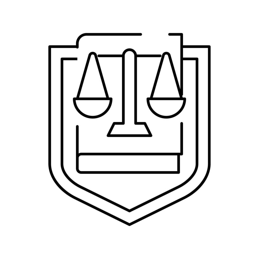 símbolo de lei com ilustração vetorial de ícone de linha de escalas vetor