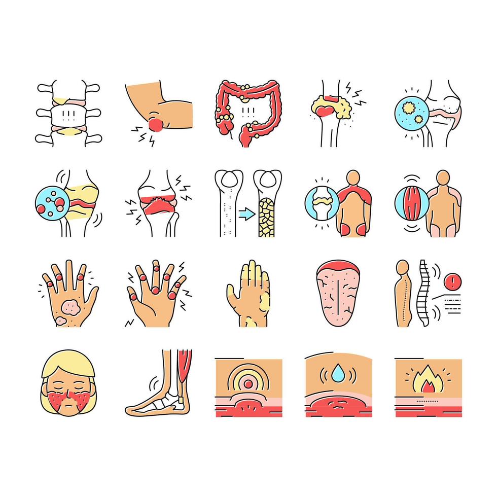 conjunto de ícones de problema de doença de reumatologia vetor