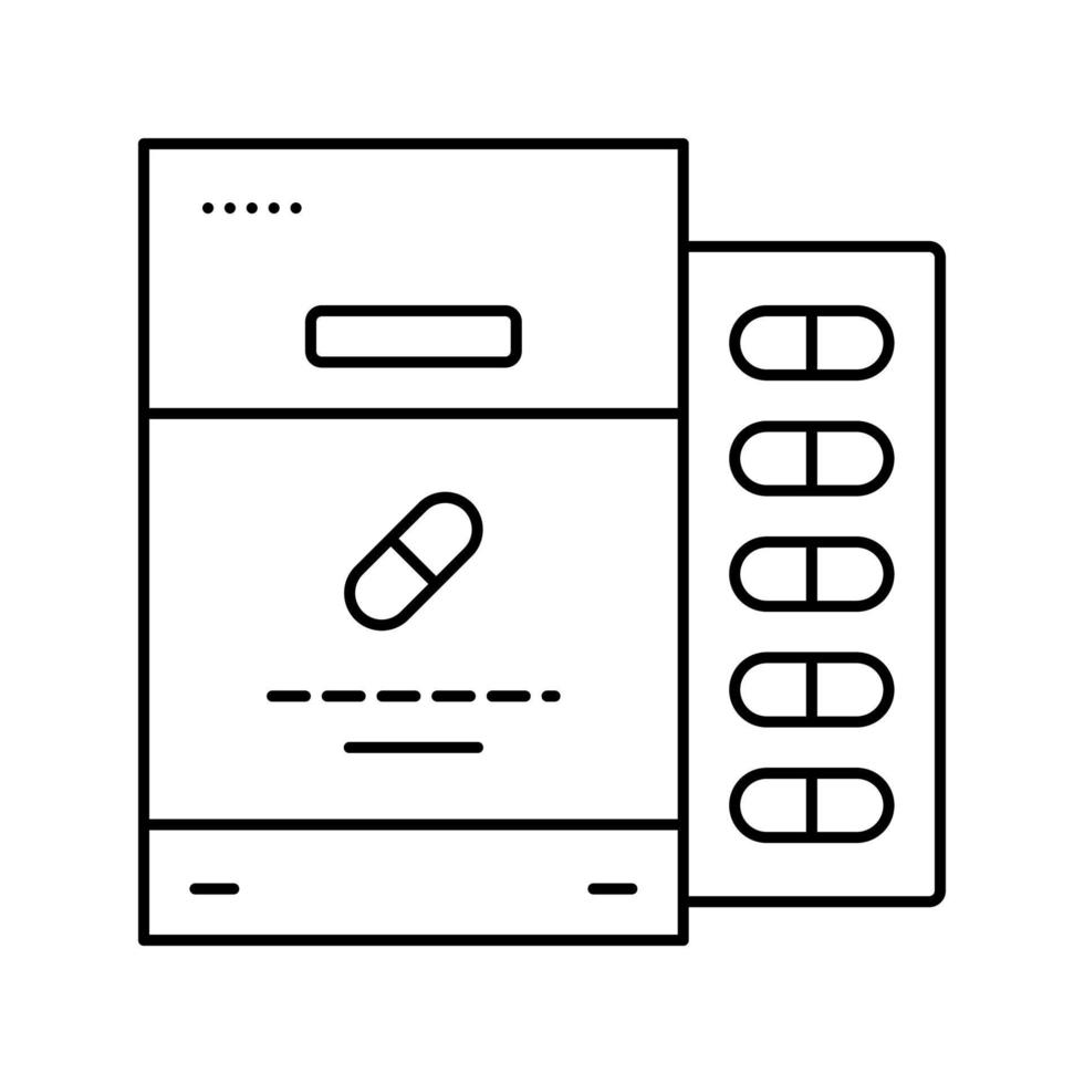 ilustração vetorial de ícone de linha de probióticos de pacote de cápsulas vetor