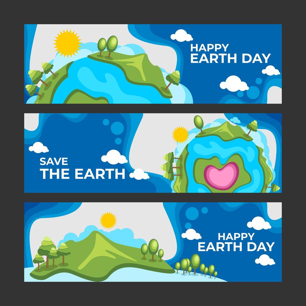 banner plano simples para feliz dia da terra vetor