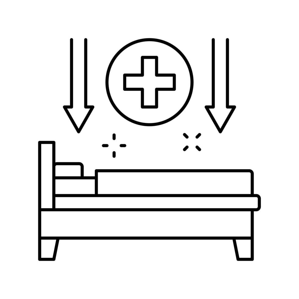 ilustração vetorial de ícone de linha de hepatite de repouso na cama vetor