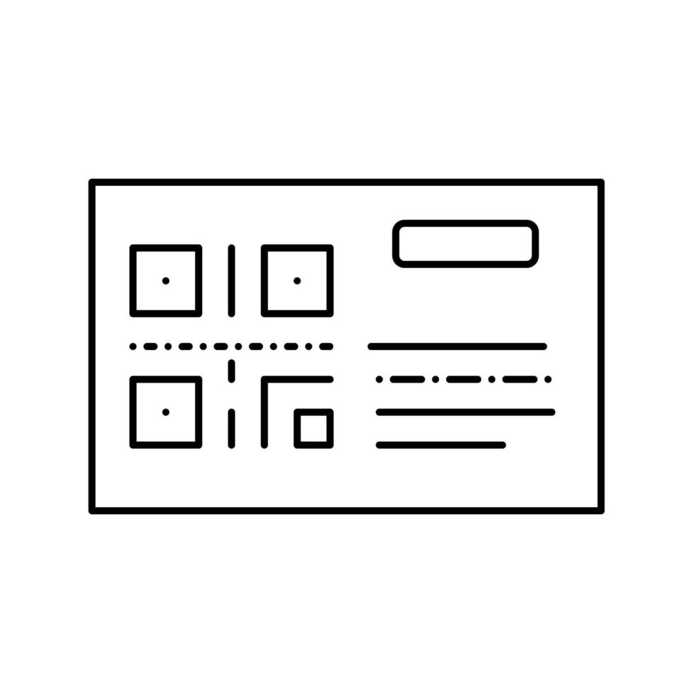 código de barras na ilustração isolada do vetor de ícone de linha de bilhete de transporte