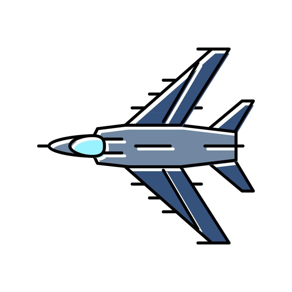 ilustração em vetor ícone de cor de aeronave de avião militar