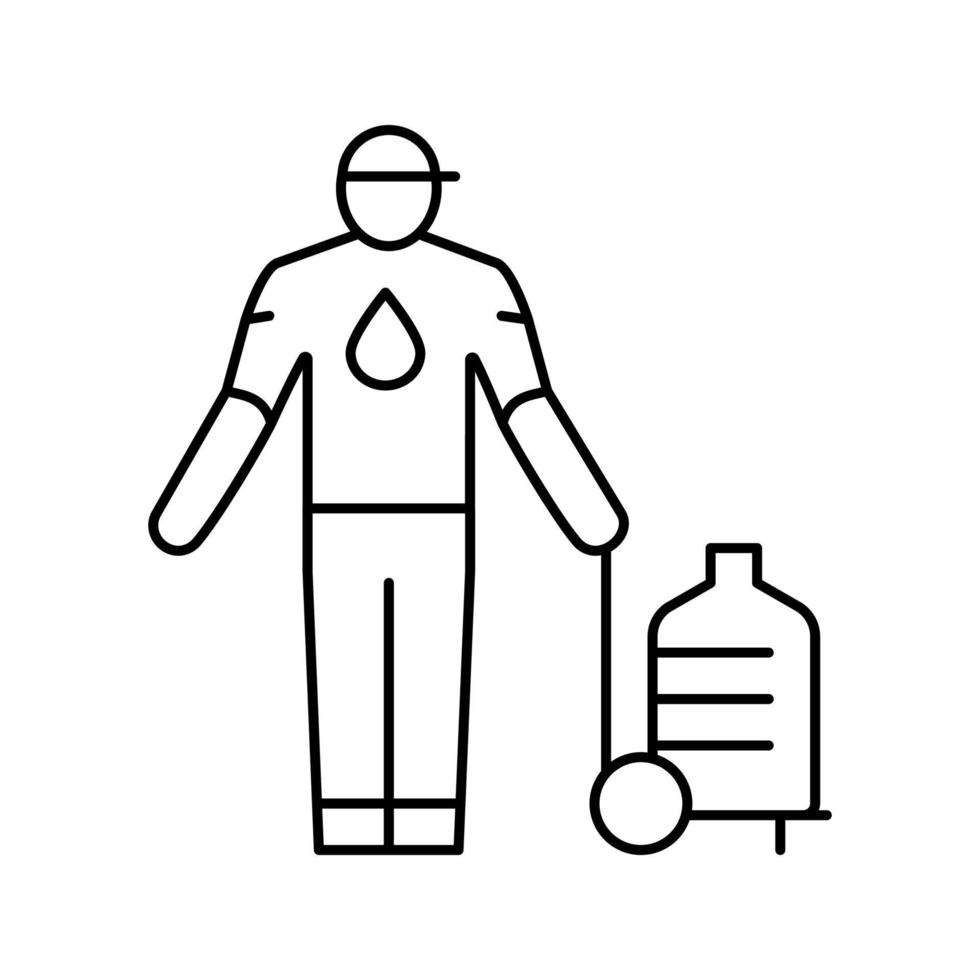 entregador entregando ilustração vetorial de ícone de linha de água vetor