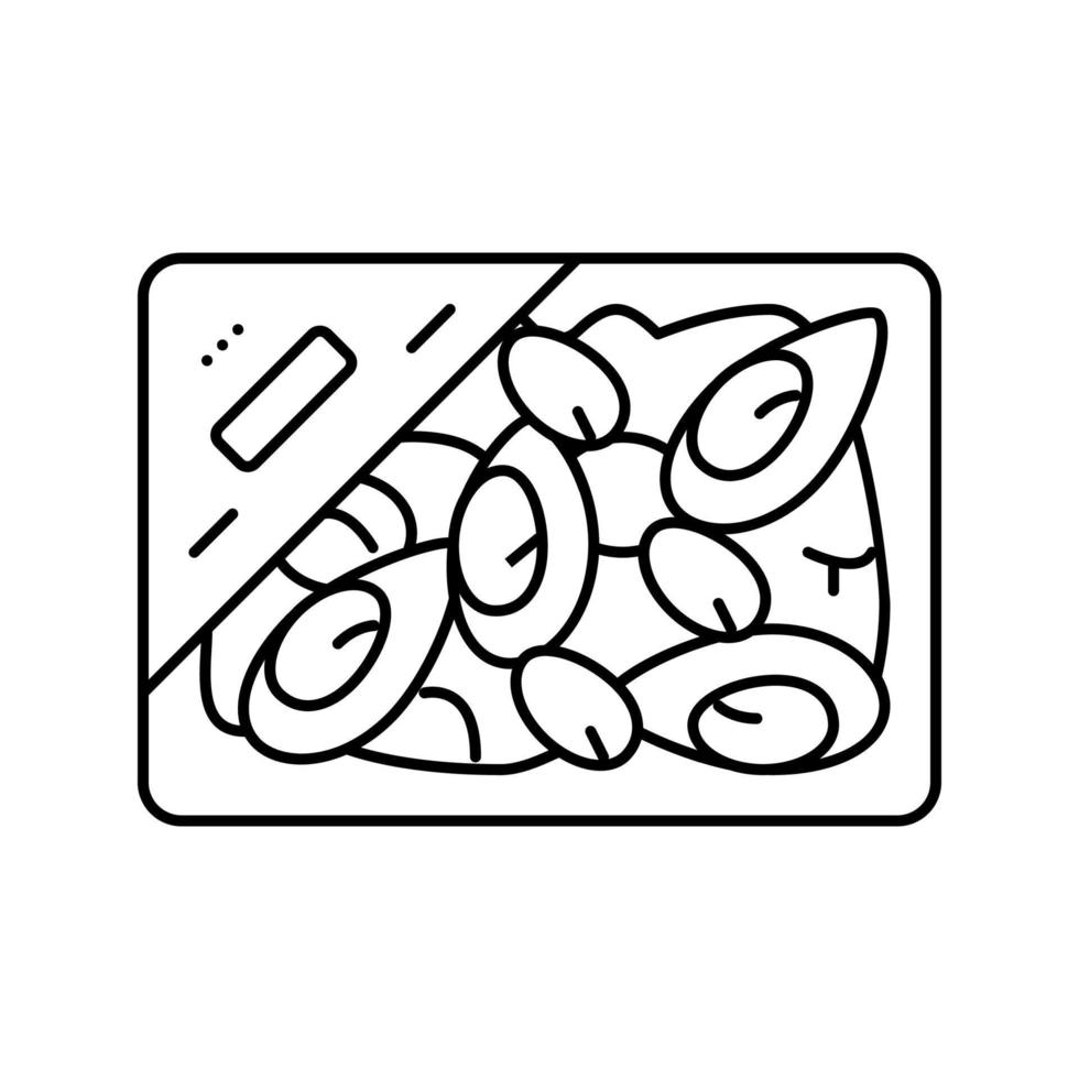ilustração em vetor ícone de linha de mexilhão congelado