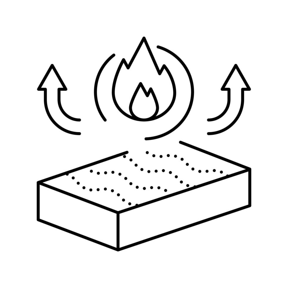 ilustração em vetor ícone de linha de lã mineral de resistência ao fogo