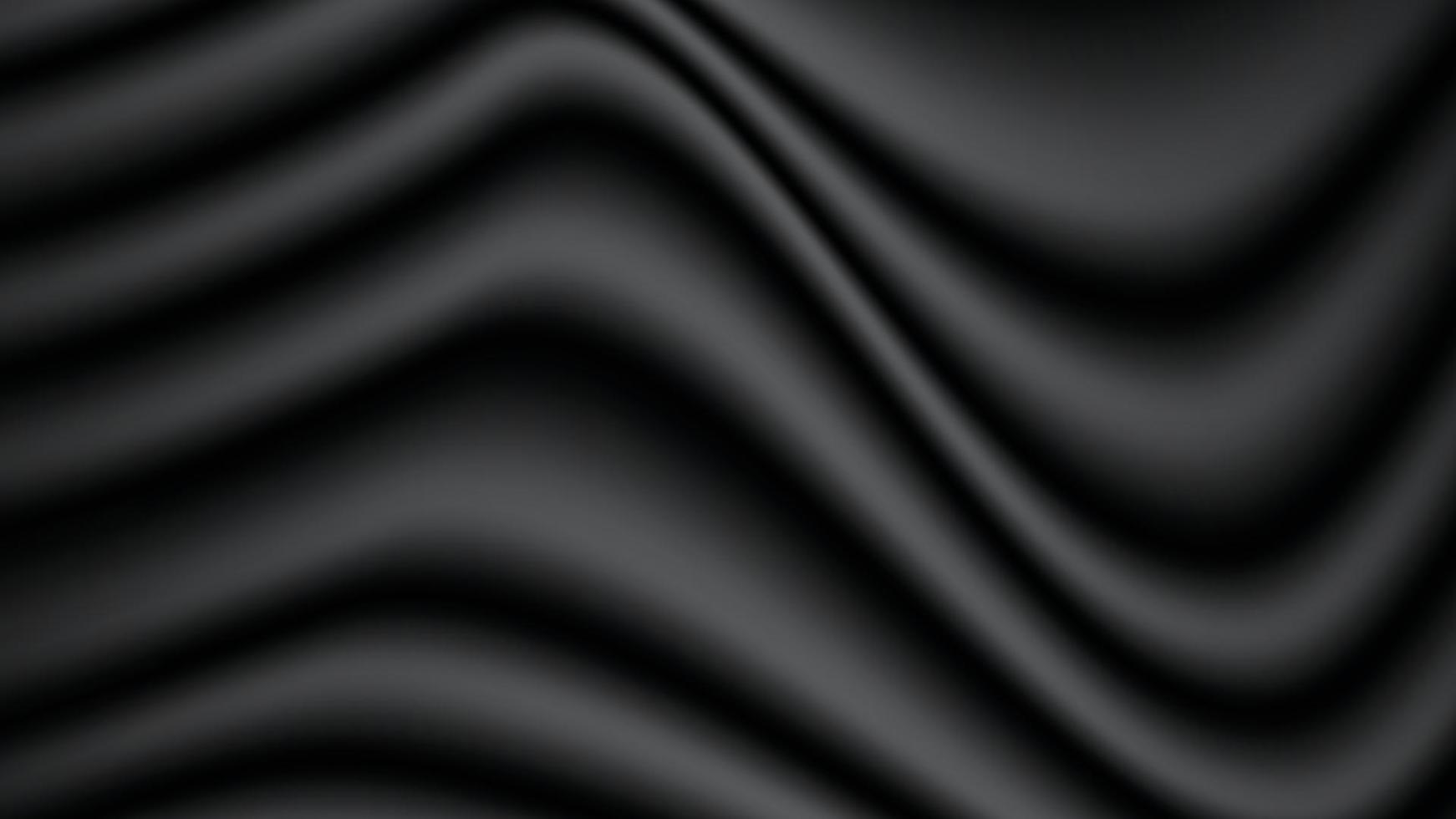 abstrato de textura de tecido preto. luxo de papel de parede por curva suave de tela e onda. fundo de ilustração de pano preto e cetim. vetor