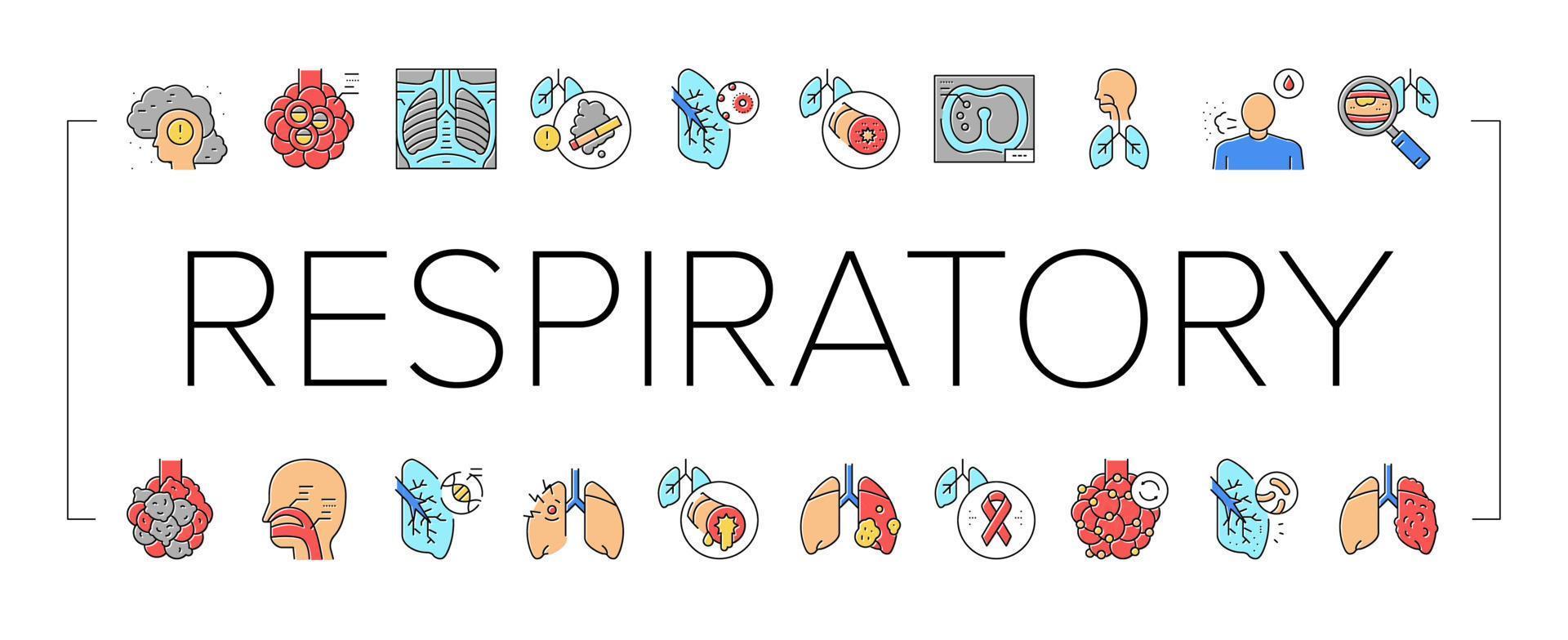 vetor de conjunto de ícones de coleção de doenças respiratórias