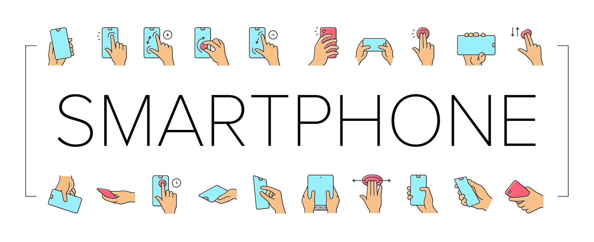 vetor de conjunto de ícones de coleção de gestos de smartphone