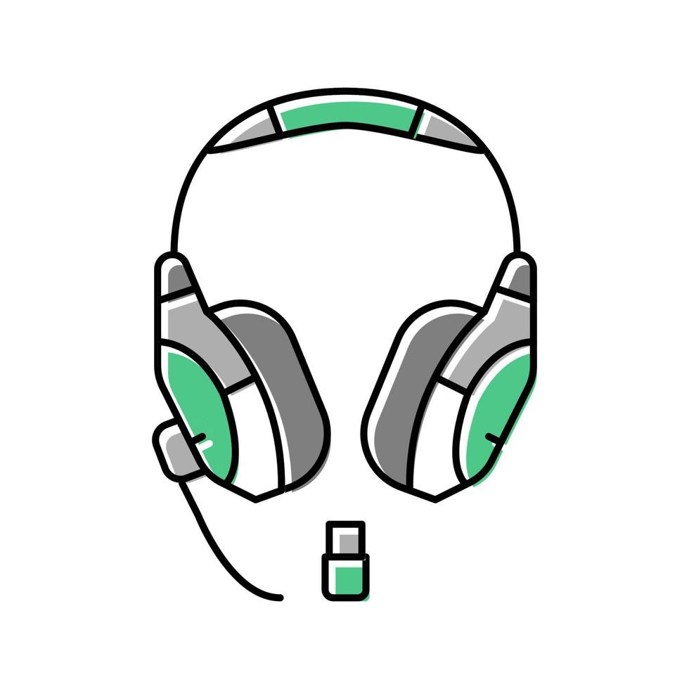 ilustração vetorial de ícone de cor de videogame sem fio de fone de ouvido vetor