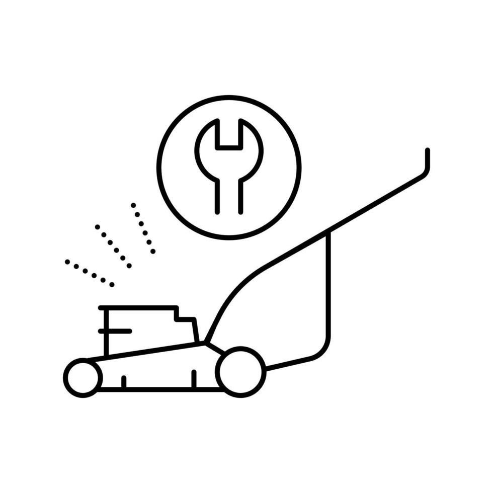 reparação de ilustração vetorial de ícone de linha de cortador de grama vetor