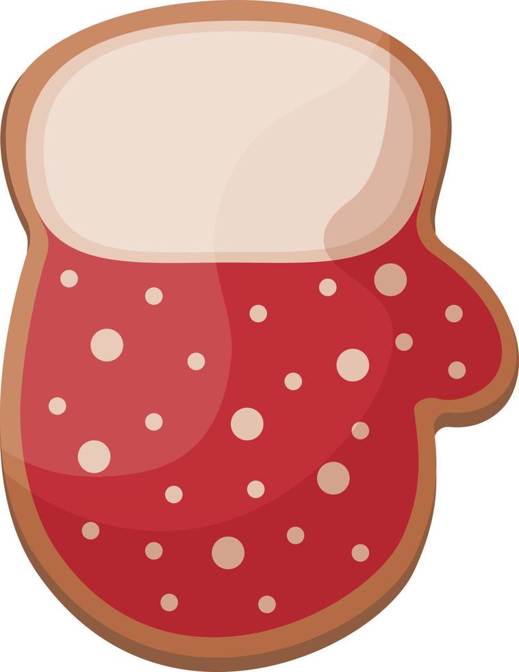 bonito pão de gengibre de natal. pão de gengibre de ano novo em forma de luva. pastelaria festiva. biscoitos de natal em forma de luvas. ilustração vetorial isolada em um fundo branco vetor
