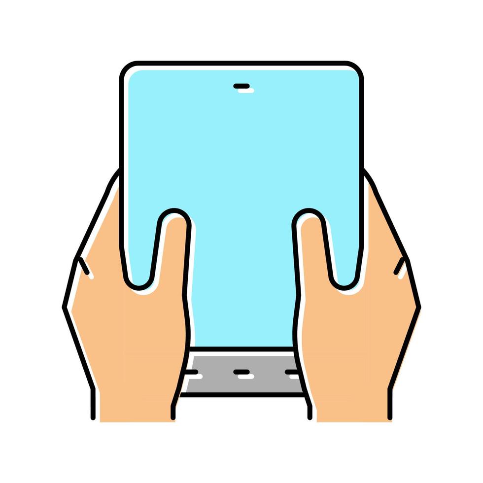 usuário jogando na ilustração em vetor de ícone de cor de tela de smartphone flexível