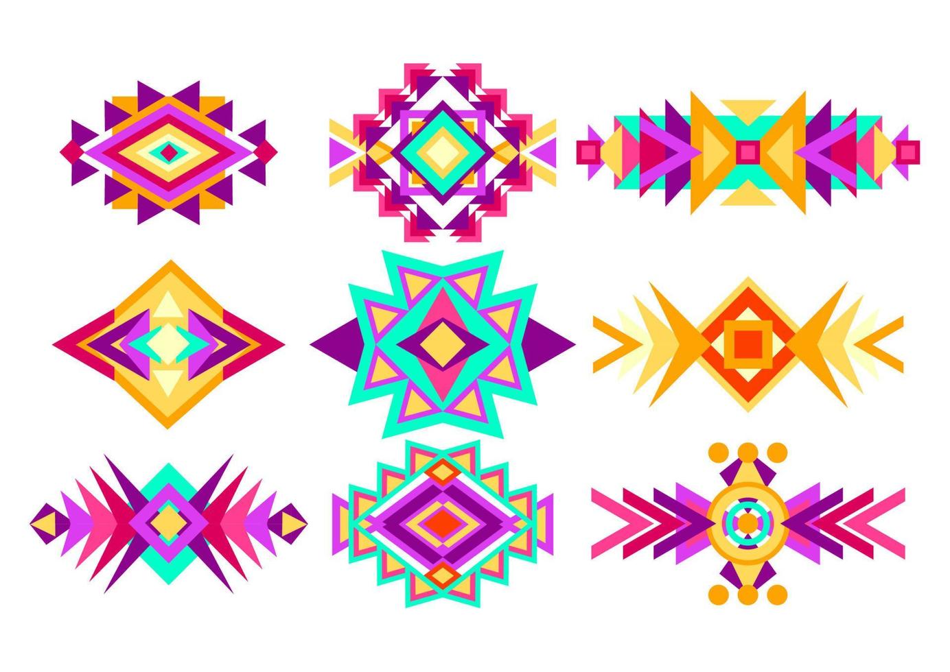 conjunto de elementos étnicos mexicanos. padrões de formas geométricas. símbolo tribal. vetor. vetor