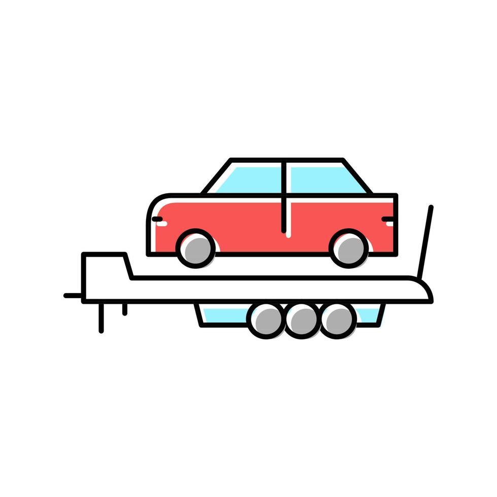 ilustração vetorial de ícone de cor de reboque de transporte de carro vetor